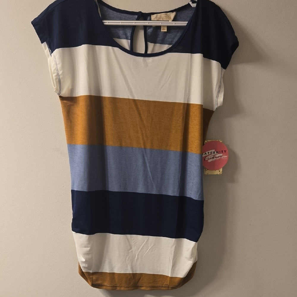 Striped Navy and Mustard Women's Top